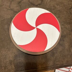 Red and White Swirl Decorative Round Wall Accent